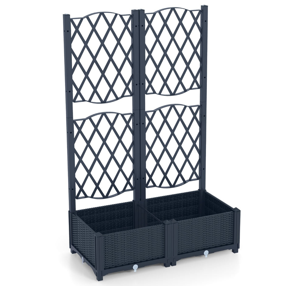 Blomlåda – med stödvägg för klättrande växter, höjdsåklåda spalier – 80 x 40 x 122 cm – Grå
