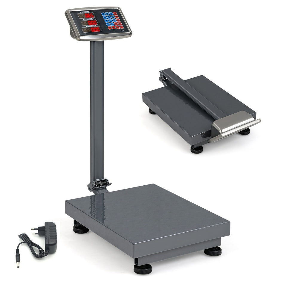 Digital – plattformvåg 50g paketvåg med prisräknare LB/kg multifunktionell butiksvåg – 300 kg / – Silver
