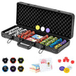 Pokerset – med lasermarker och spelkort tärningar dealermarker nycklar pokerfodral – 500 2 5 3 2 – Svart