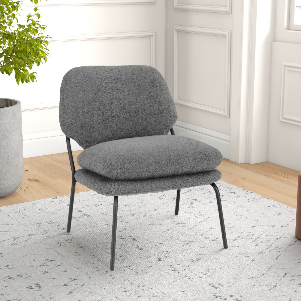 Armless – accent stol med teddy fleece överdrag och hög rygg fåtölj – Grå