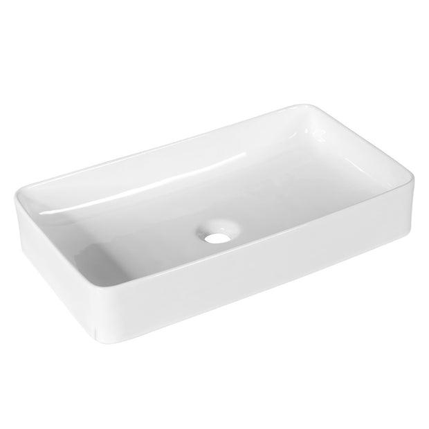 Tvättställ – Porslinskonstfat Keramiskt handfat med popup avlopp – 60 x 35 x 11 cm – Vit
