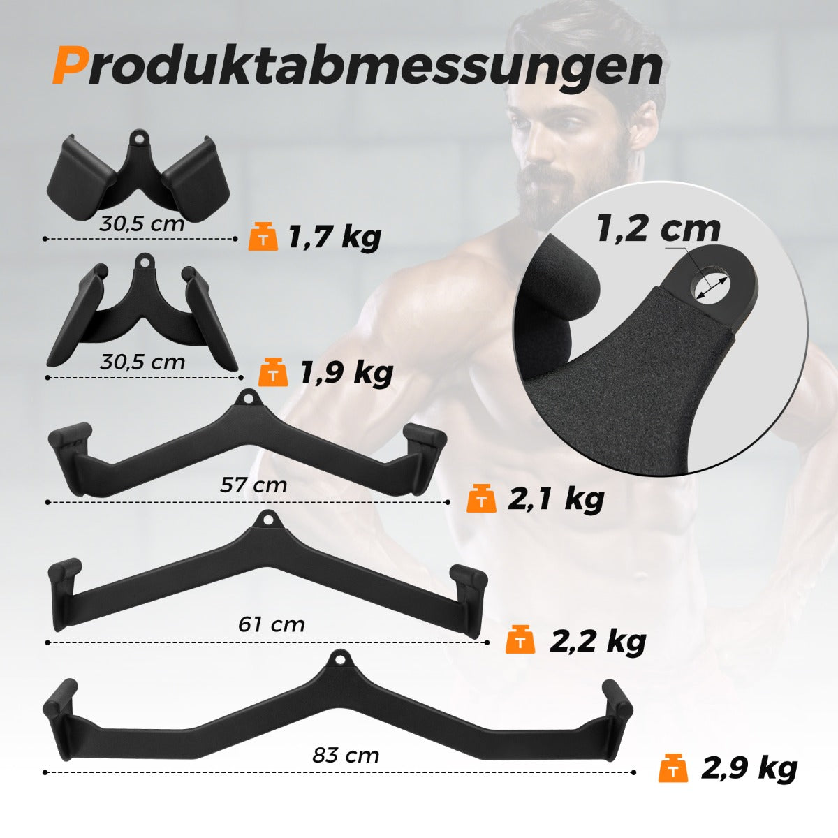 Set – med roddhandtag för kabelmaskin V form LAT kabelåtkomst gummihandtag ryggstyrketräning – 5 – Svart