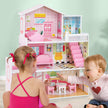 Dockhus – i trä med våningar och möbler rum Dollhouse Dream Pink – 3 10 5 – Rosa