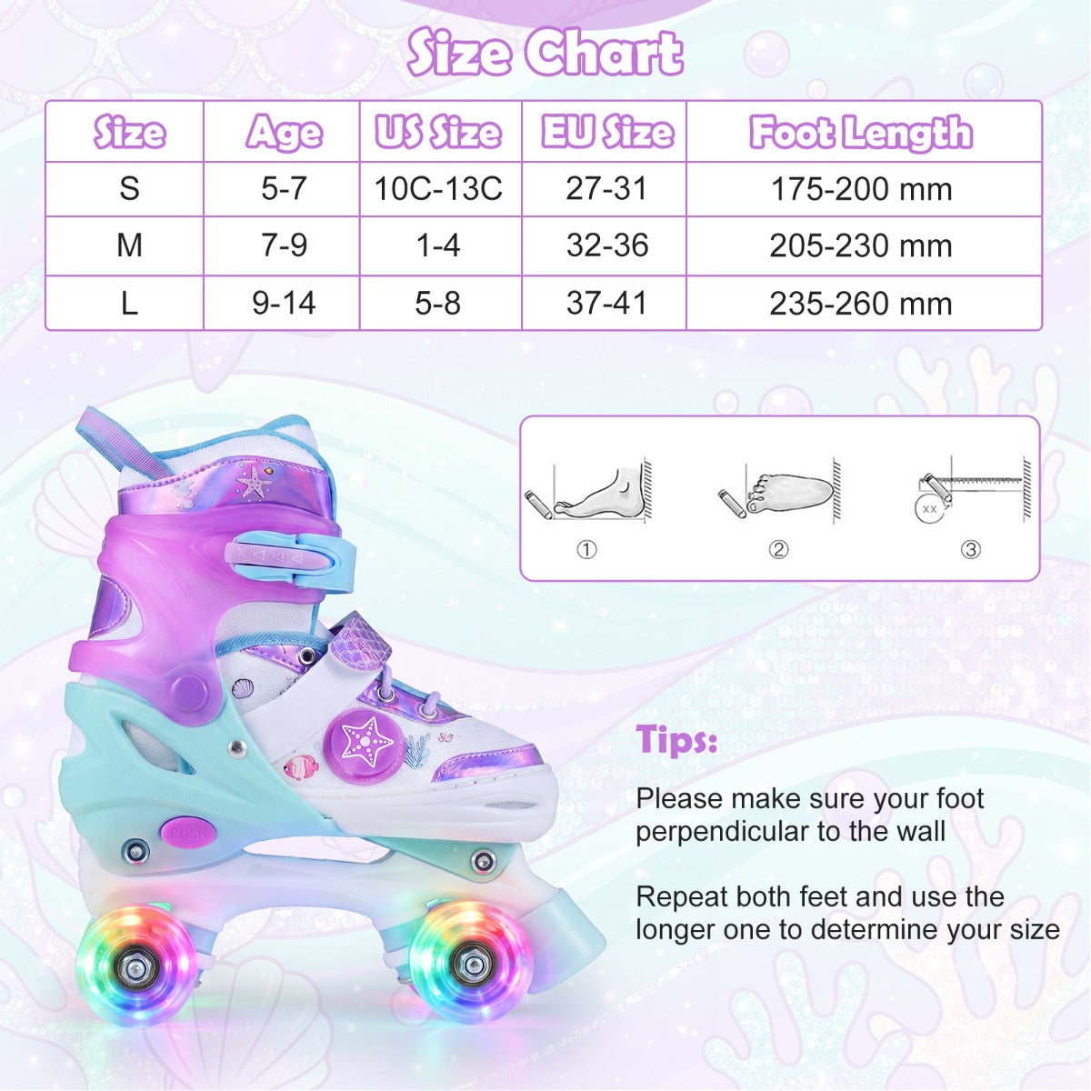 Barn – Rullskor Storlekar Justerbara Quad Skates Med Ljusande Hjul L (EU 37-41) – 4 – Blå