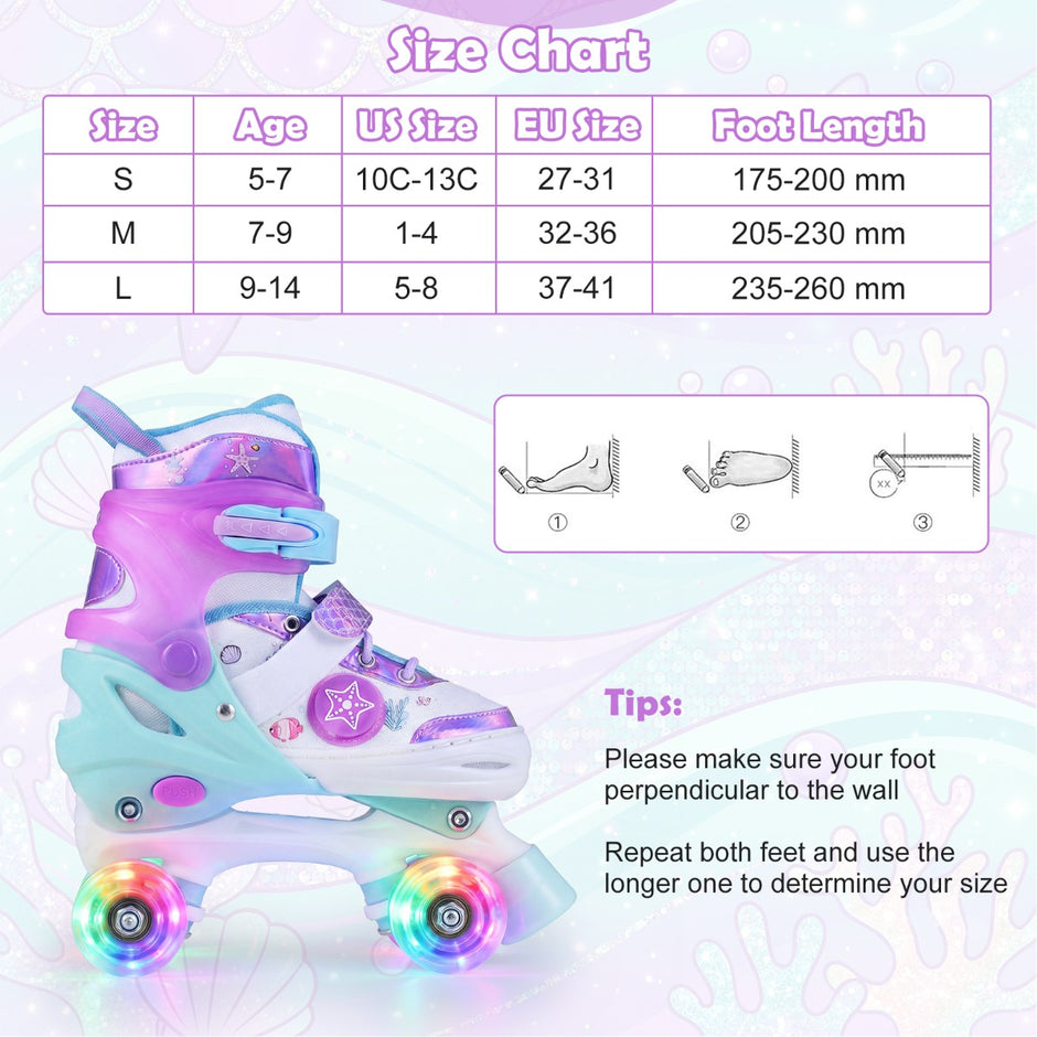 Barn – Rullskor Storlekar Justerbara Quad Skates Med Ljusande Hjul L (EU 37-41) – 4 – Blå