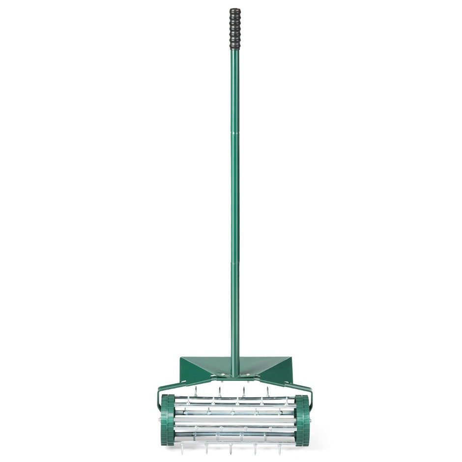 Gräsluftare – Roller Gräsmattrulle med handtag och spik stänkskydd mörkgrön – 3 cm 46 x 23 x 127 cm – Grön