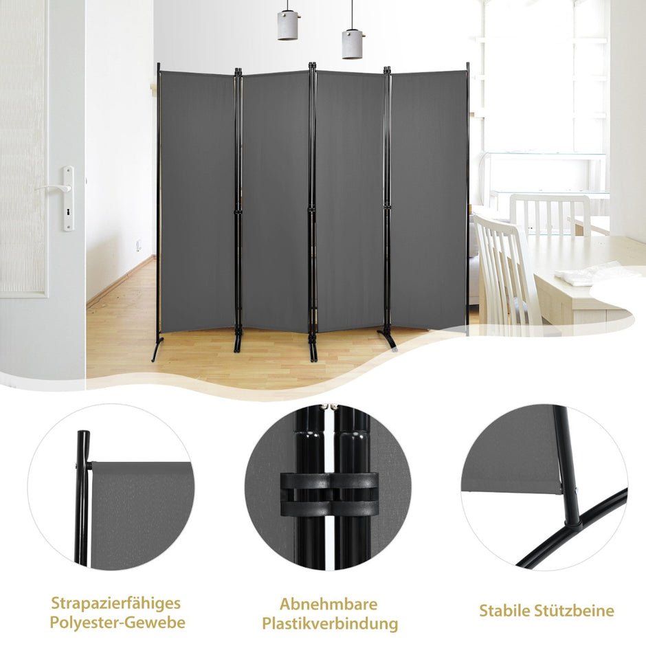 panel – hög rumsavdelare Bärbar skiljevägg med stålram – 4 173 cm – Grå
