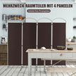Vikbar – rumsavdelare med paneler Skiljevägg för hem – 4 221 x 51 x 188 cm – Brun