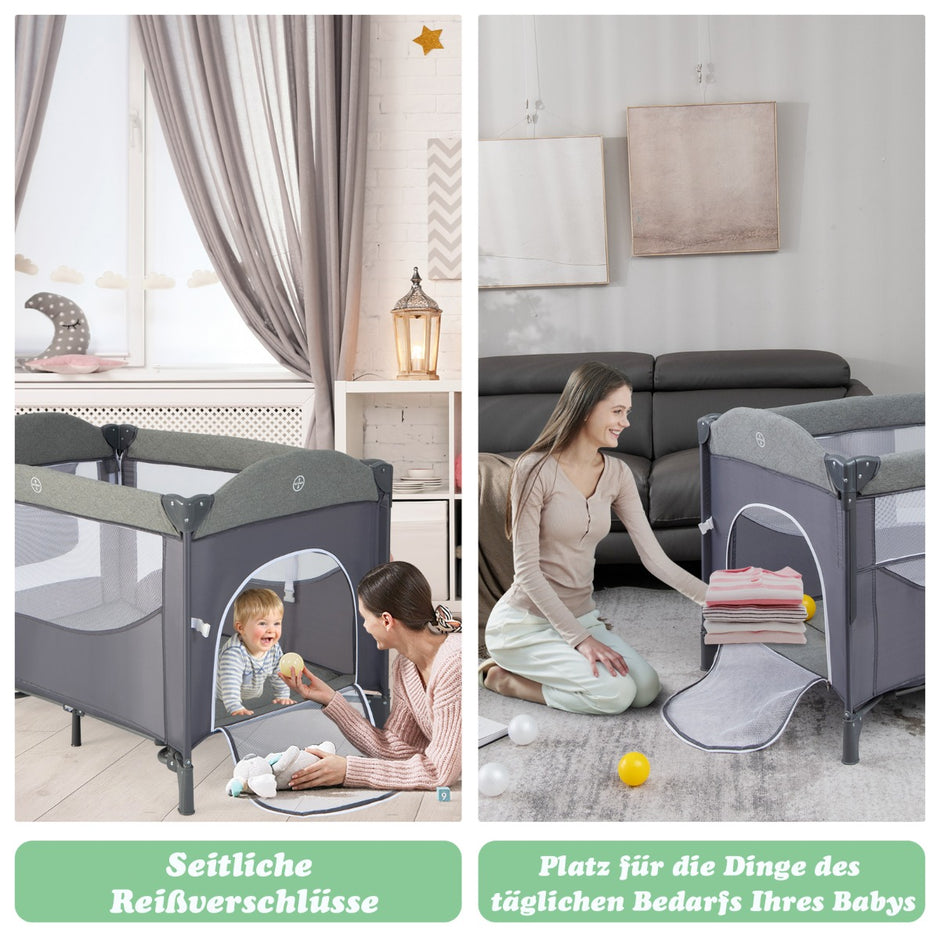 i – babysäng med madrass och skötbord säkerhetsbälte speldosa hängande leksak – 5 1 – Grå