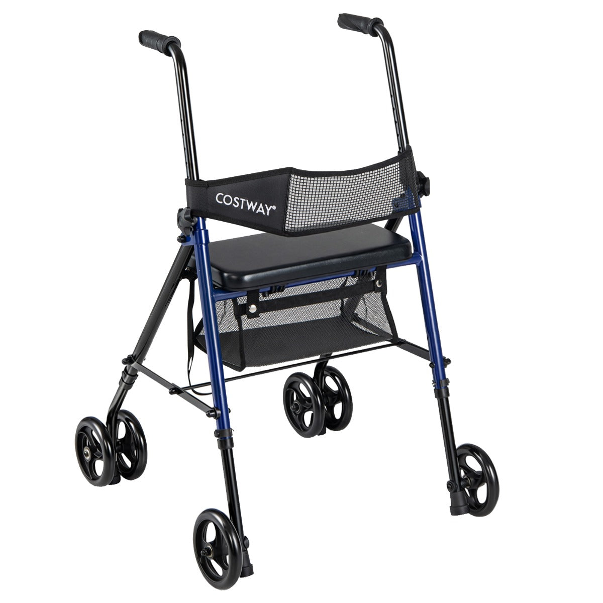 Fällbar – Rollator Med Sits Väska väg Höjdjusterbar Lätt Hjul För Seniorer – 8 15 cm – Svart
