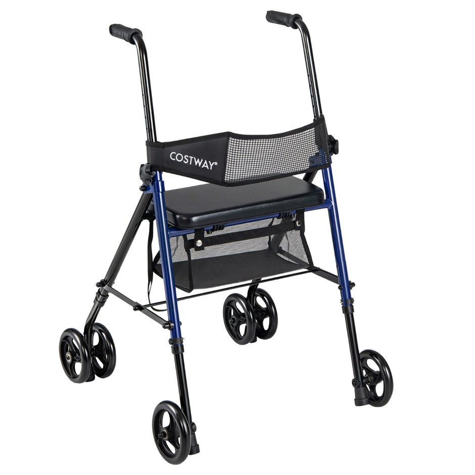 Fällbar – Rollator Med Sits Väska väg Höjdjusterbar Lätt Hjul För Seniorer – 8 15 cm – Svart