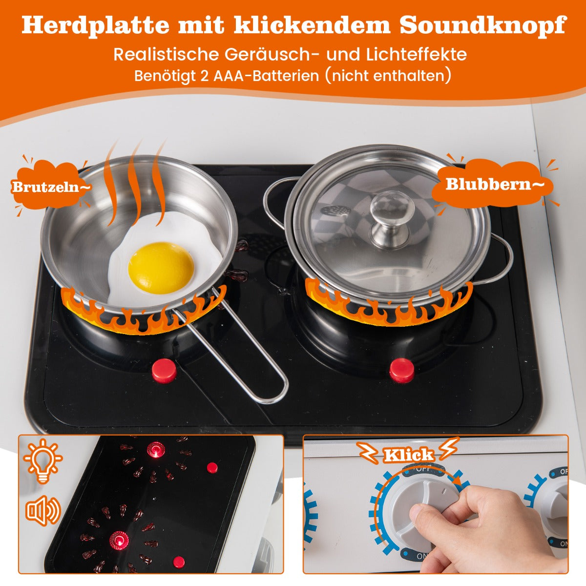Trä – lekkök med tillbehör Kök lekset Leksakskök glassmaskin och spis – Vit