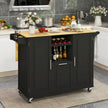 Köksvagn – med hopfällbar bänkskiva och roterande hjul djuplåda Kitchen Island Black – 4 – Svart