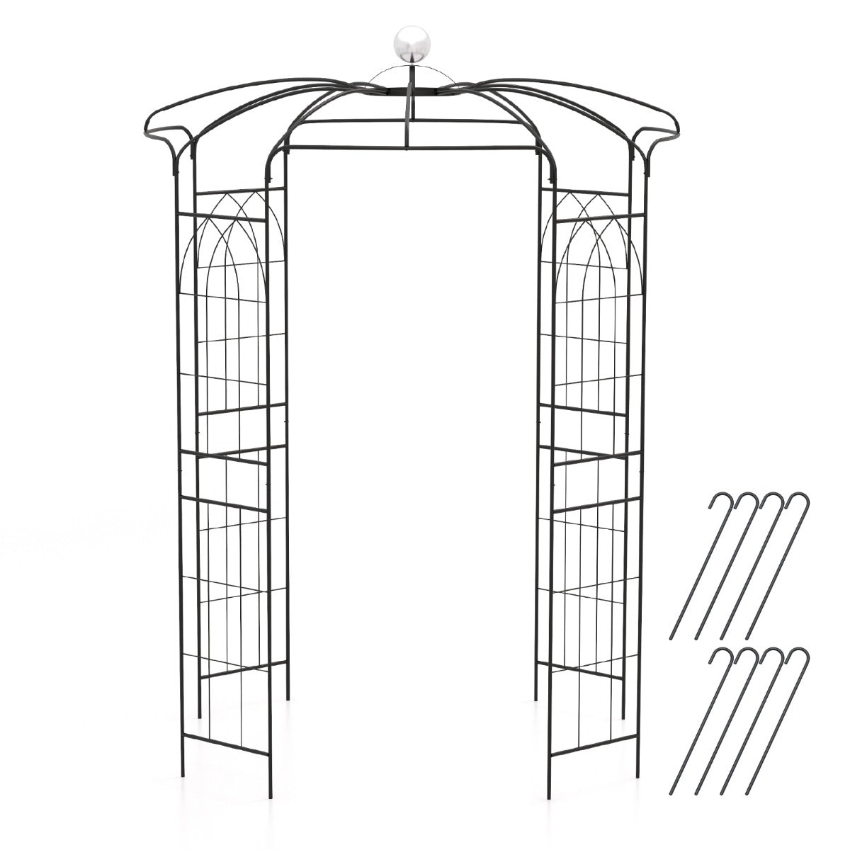 Rose – Arch Metal Pavilion Trädgårdsbåge för klätterväxter Garden – 206 x 206 x 286 cm – Svart