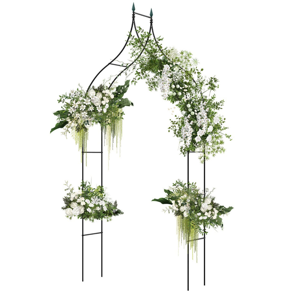 Rose – Arch Metal Garden i gotisk stil Trellis – 125 x 39 x 287 cm – Svart