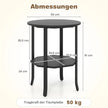 Rund – sidobord stegs med förvaringsfack Industriellt accentbord Nattduksbord – 2 – Svart