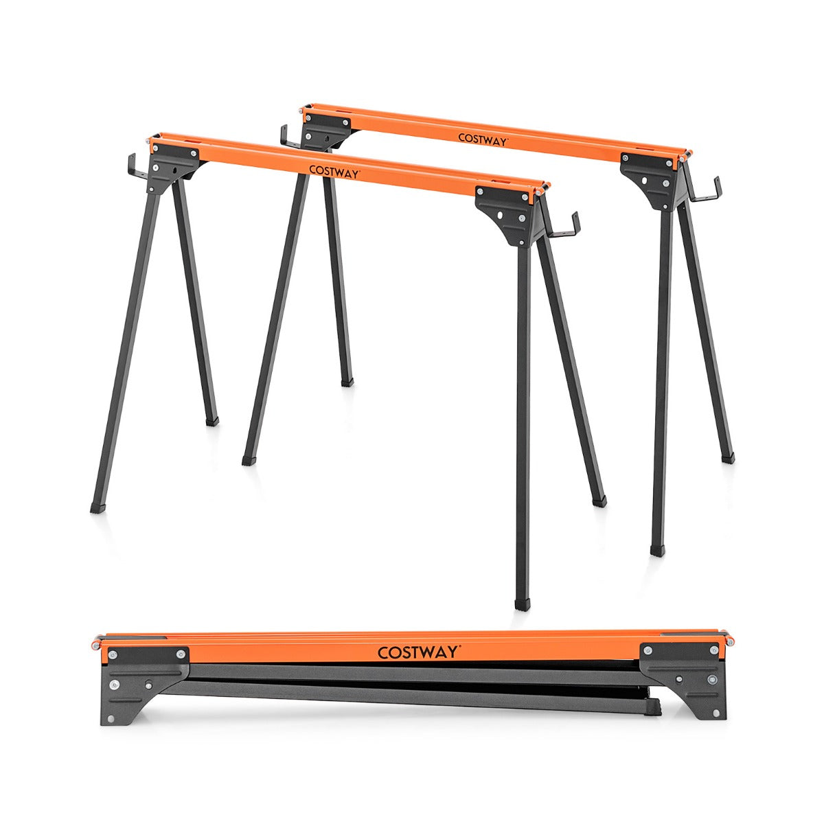 såghäst – arbetsbock hopfällbar ställningsbock upp till lastkapacitet – 2 x 500 kg 96,5 x 47 x 76 cm – Orange