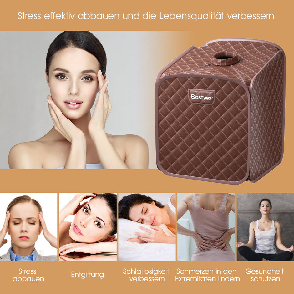 Bärbart – ångbastu spa med stolfotmassagerulle och absorberande matta justerbara temperaturnivåer inomhusspakabin – 9 – Kaffe