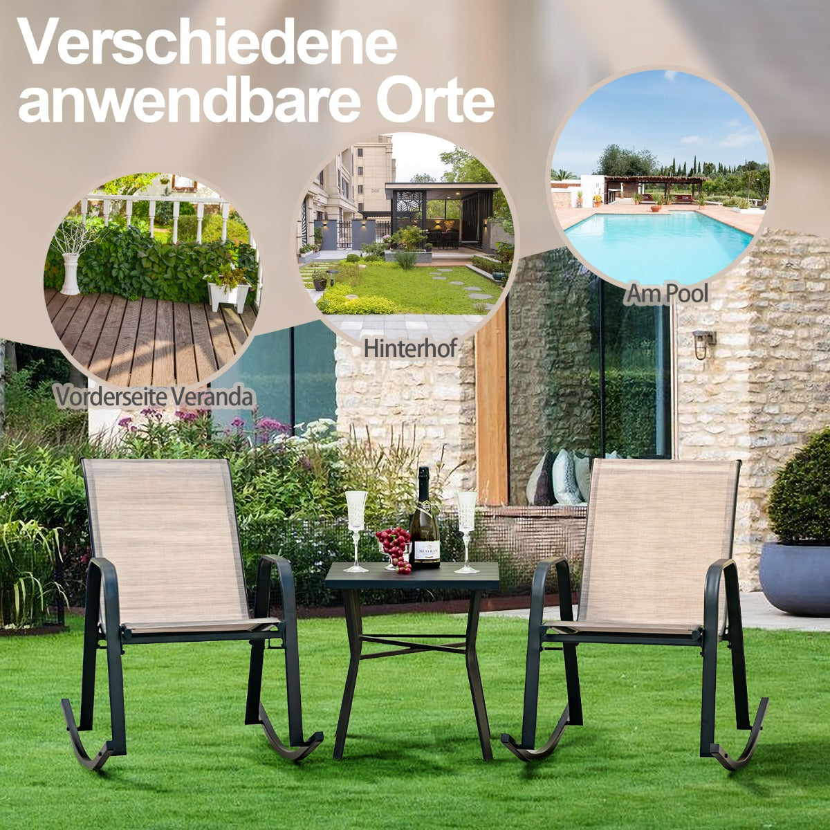 Set – med gungstolar ventilerande tygsits Ergonomisk gunga + – 2 – Brun
