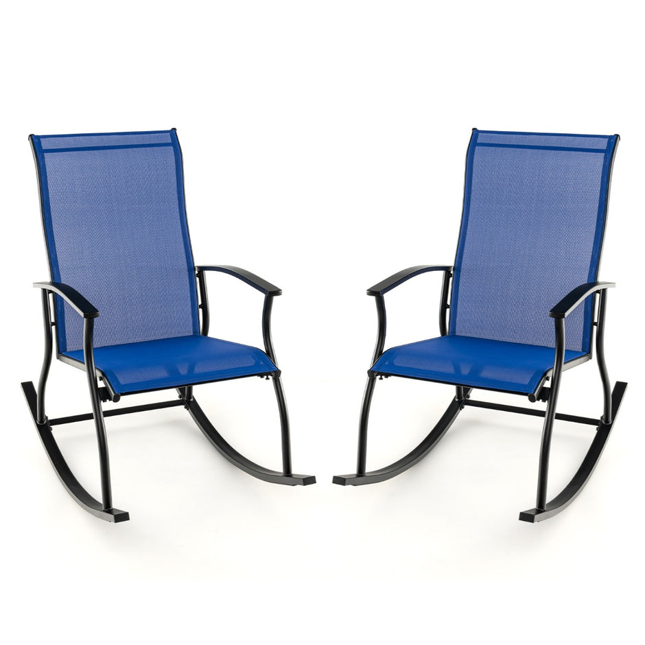 Set – med gungstolar högt ryggstöd och ventilerande sitstyg marinblå + – 2 102 x 68 x 100 cm – Blå