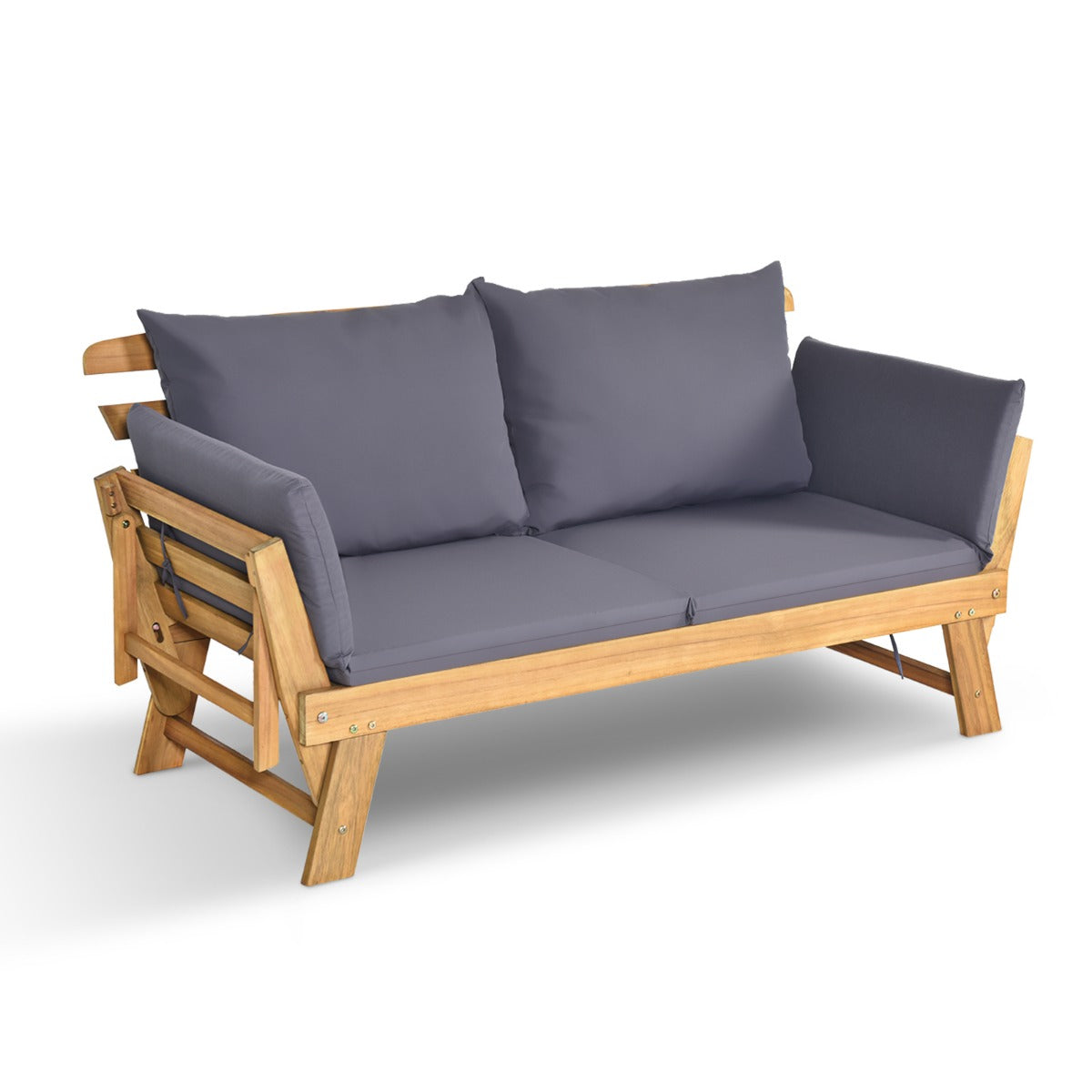 Bäddsoffa – Dagbädd med justerbart armstöd – 198 x 75 x 75 cm – Grå