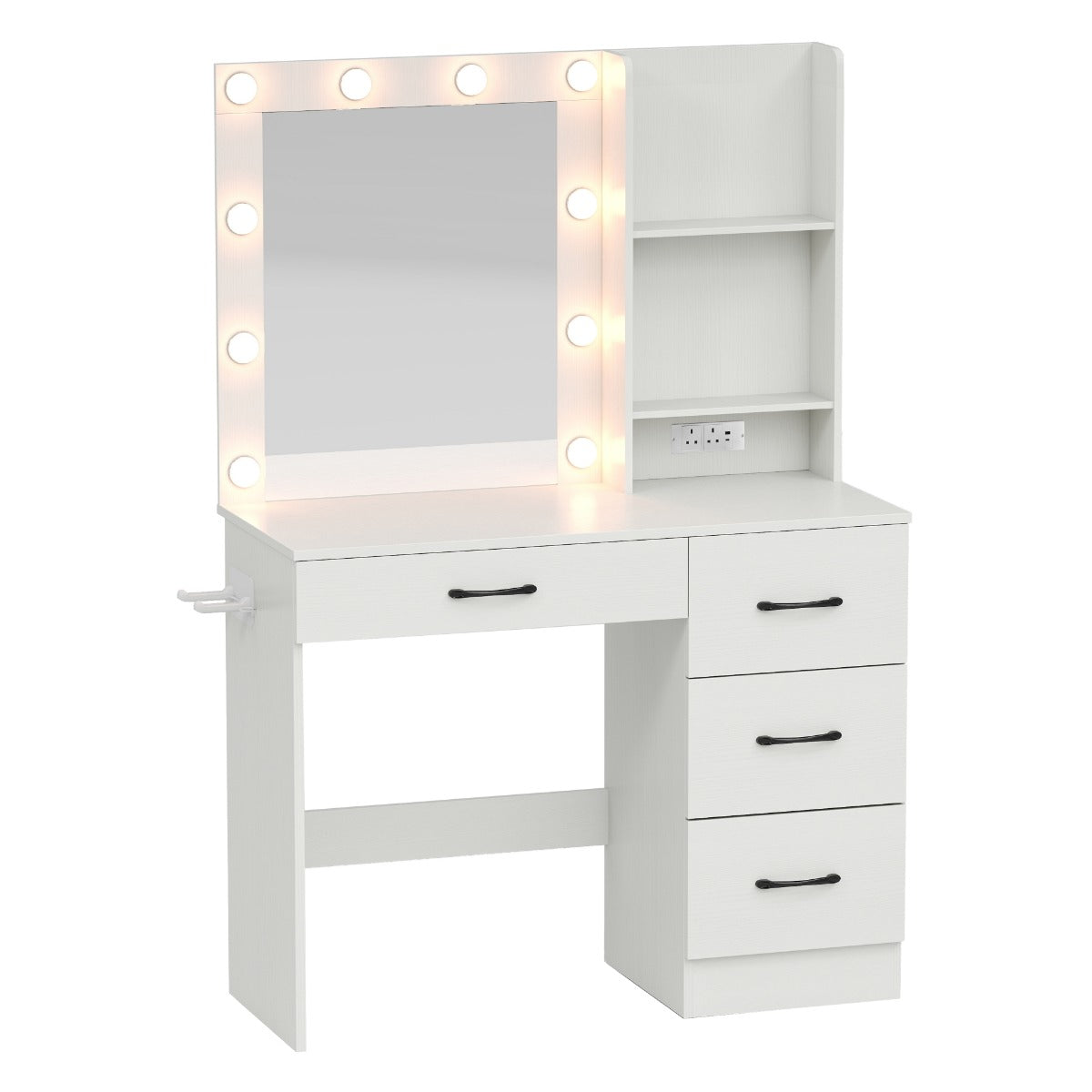 Sminkbord – med LED belysning färger justerbar ljusstyrka – 3 – Vit