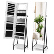 Smyckesskåp – med spegel och färgad LED belysning – 3 41,5 x 37 x 157 cm – Vit