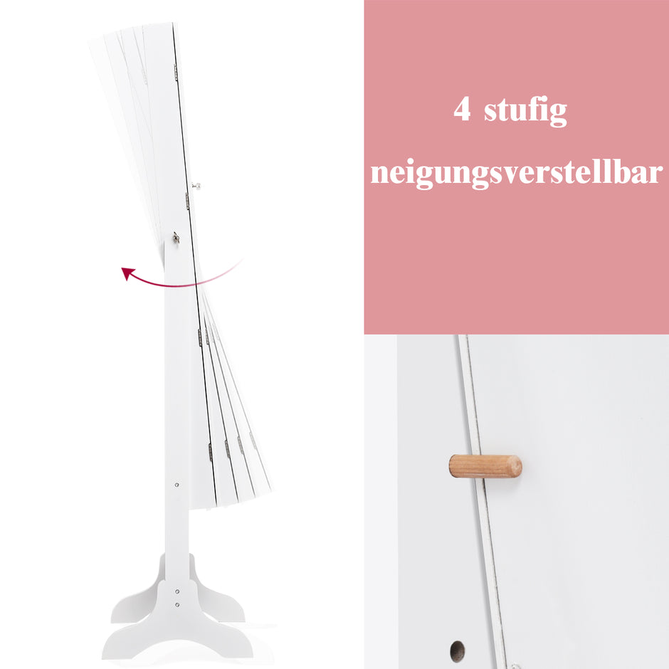 Smyckesskåp – Låsbart Smyckesspegelskåp med – 46 x 37 x 156 cm – Vit