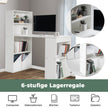 Skrivbord – med bokhylla Datorbord hyllor PC – 6 – Vit