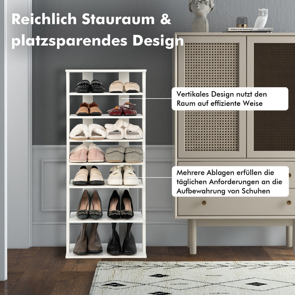 Skoställ – lagers i retrostil – 7 45 x 25 x 110,5 cm – Vit
