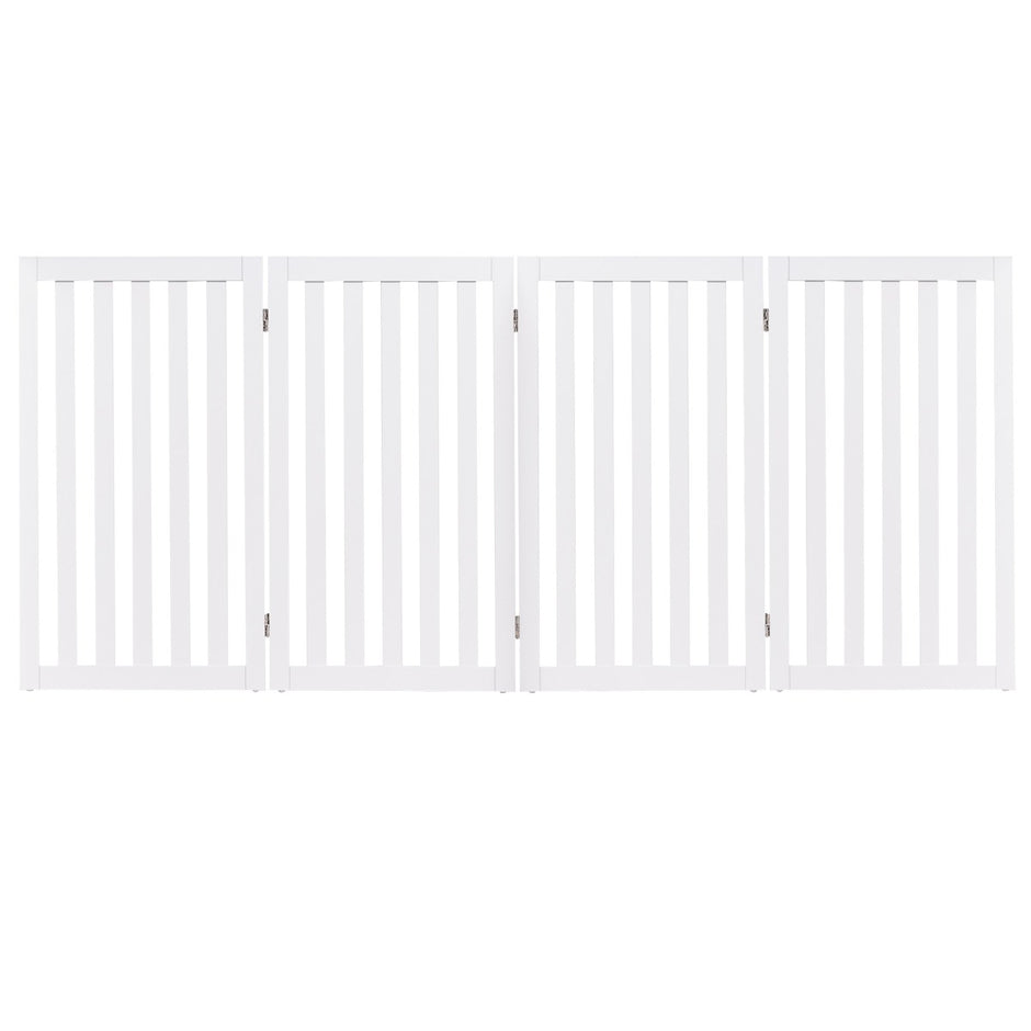 Hundspärr – hög paneler Skyddsport Trä Vikbar – 89 cm 4 – Vit