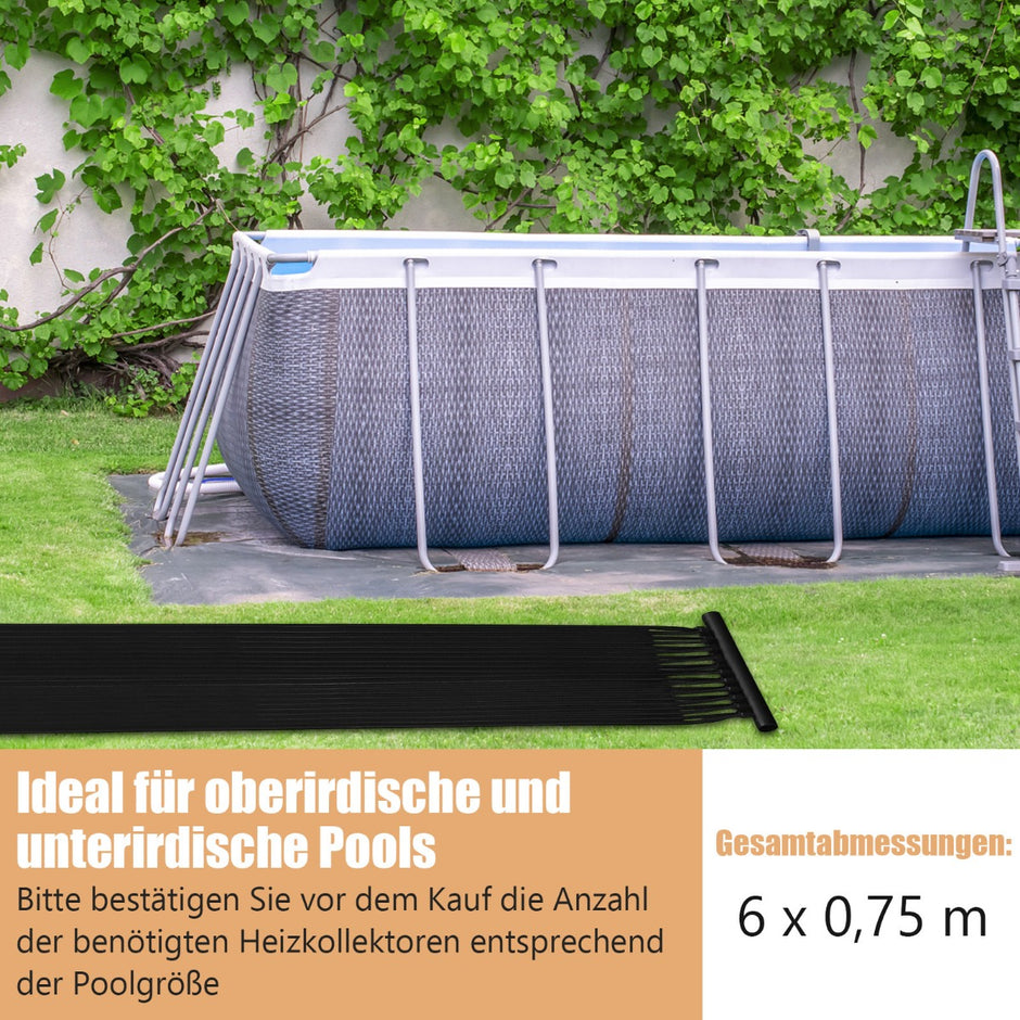 Pooluppvärmning – solfångarpaneler för underjordiska och ovanjordiska pooler – 500 x 75 cm 21500 L – Svart
