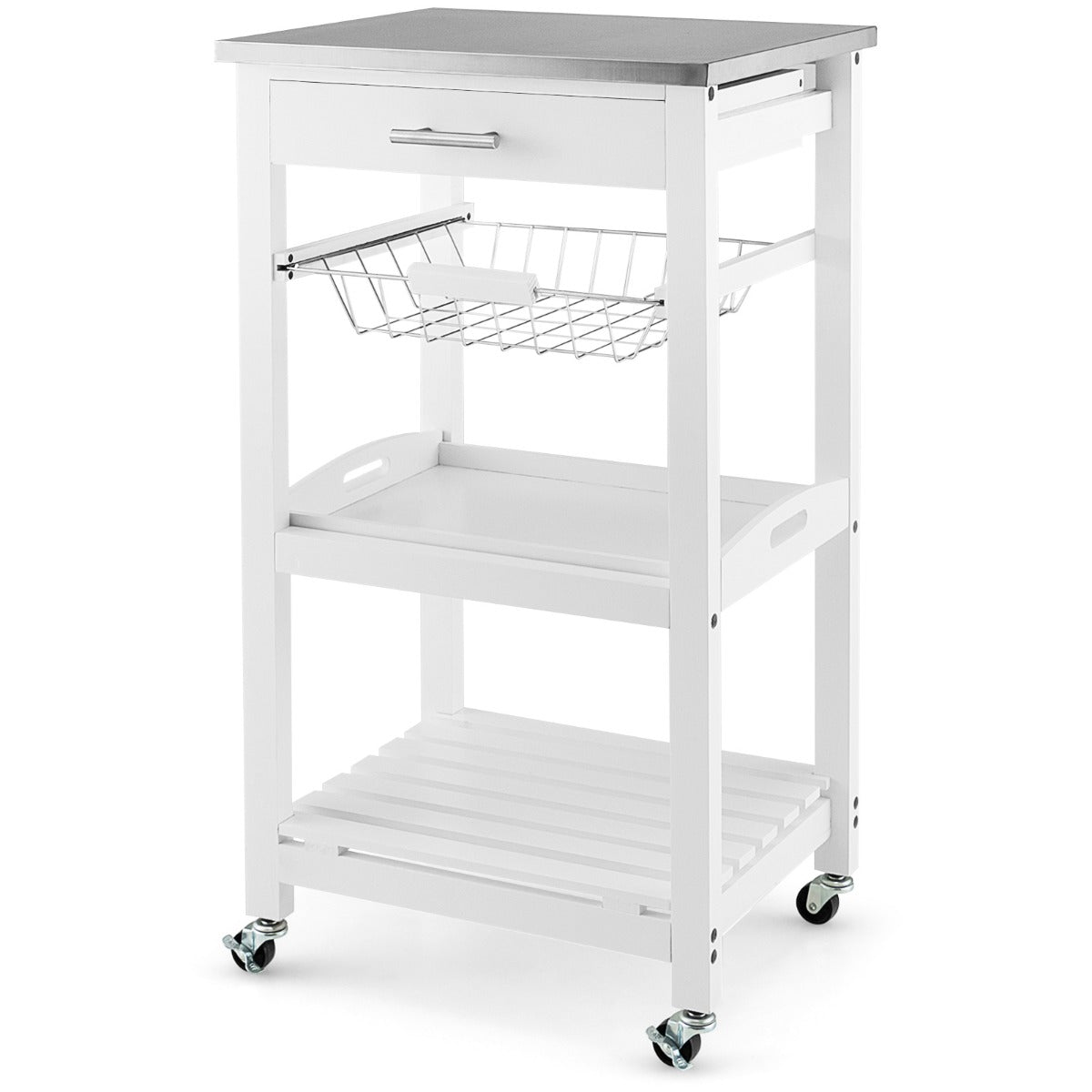 Serveringsvagn – Rullande köksö med bänkskiva – 47 x 39 x 85 cm – Vit