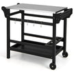 Grillvagn – med kryddbricka och vinflaskställ handtag hjul grillbord – 2 105 x 54 x 85 cm – Svart