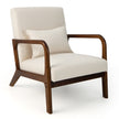 Fåtölj – Vardagsrum Lounge Stol Klädd Modern Accent Trä med armstöd – 65 x 79 x 77 cm – Beige