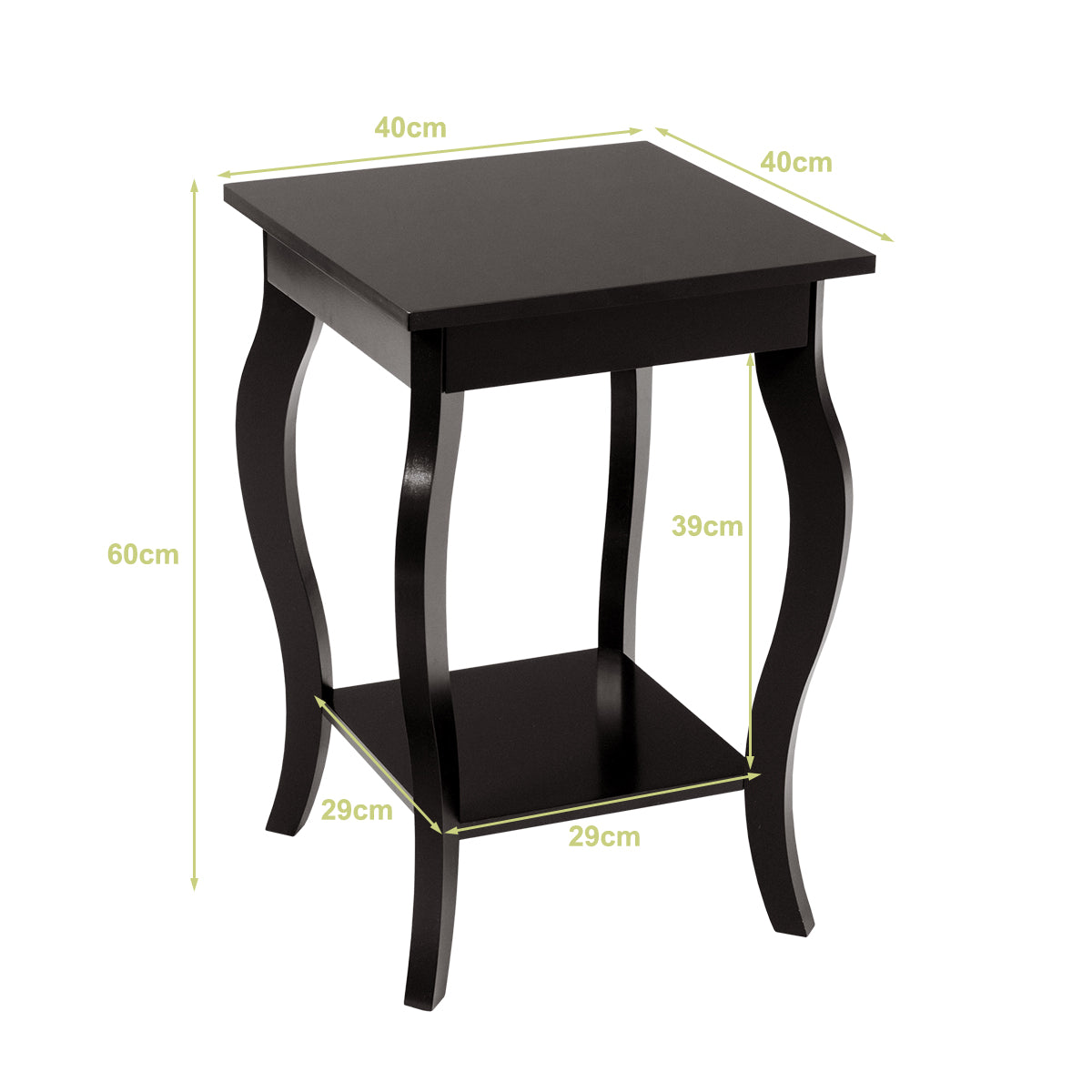 Set – med eleganta sidobord böjda ben och våningshyllor för vardagsrum sovrum – 2 2 – Brun
