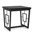 Marmor – Kvadratisk Sidobord Modern Kaffebord med Bordsskiva – Svart