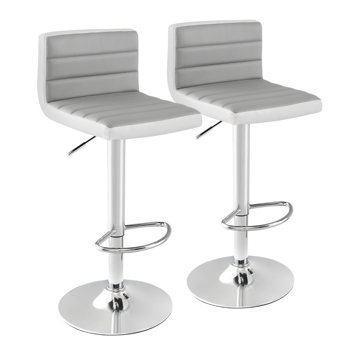 Set – med barstolar höjdjusterbara svängbara kökspall stolpall – 2 82-102 cm – Grå