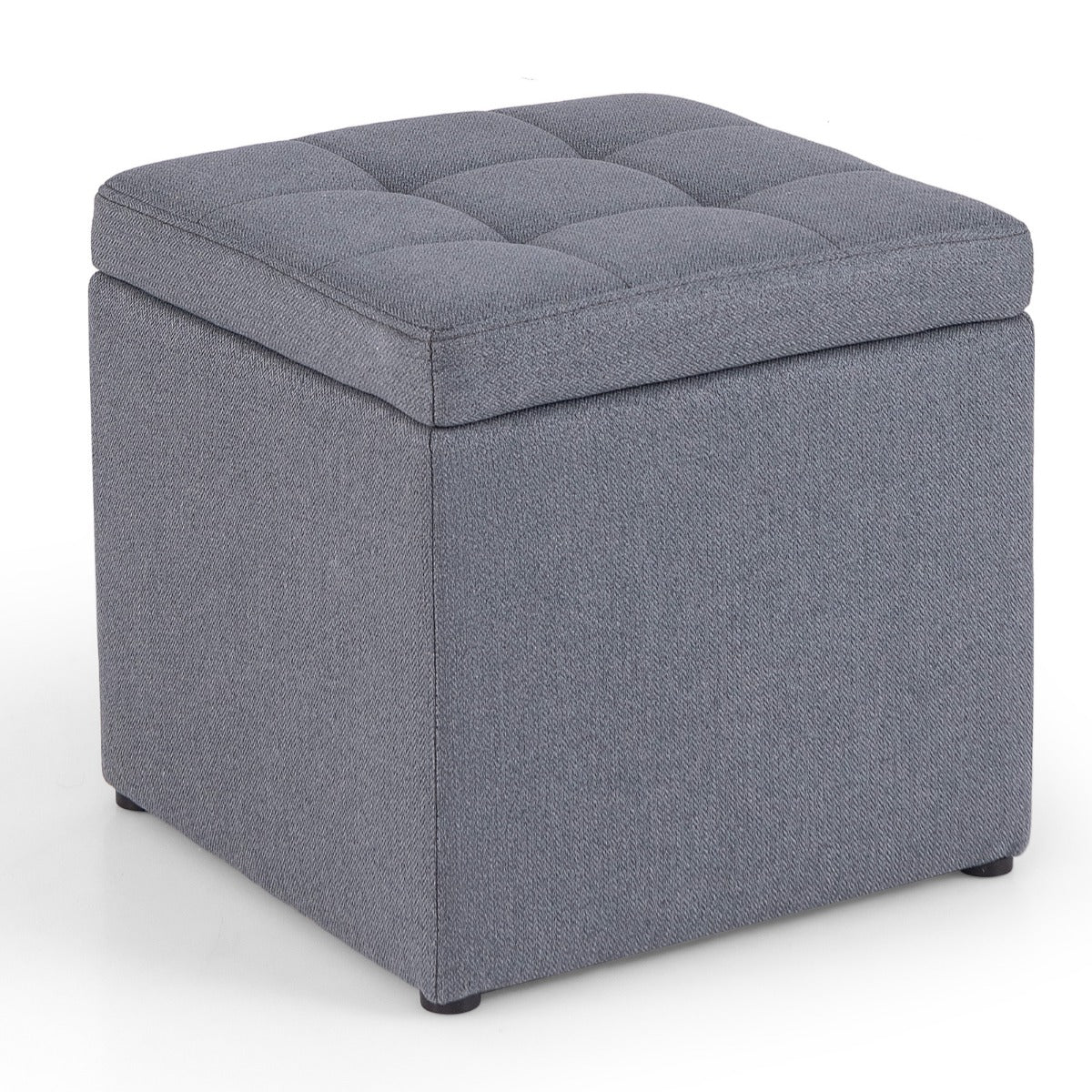 Pall – med förvaringsutrymme klädd lock grått – 40 x 40 cm – Grå