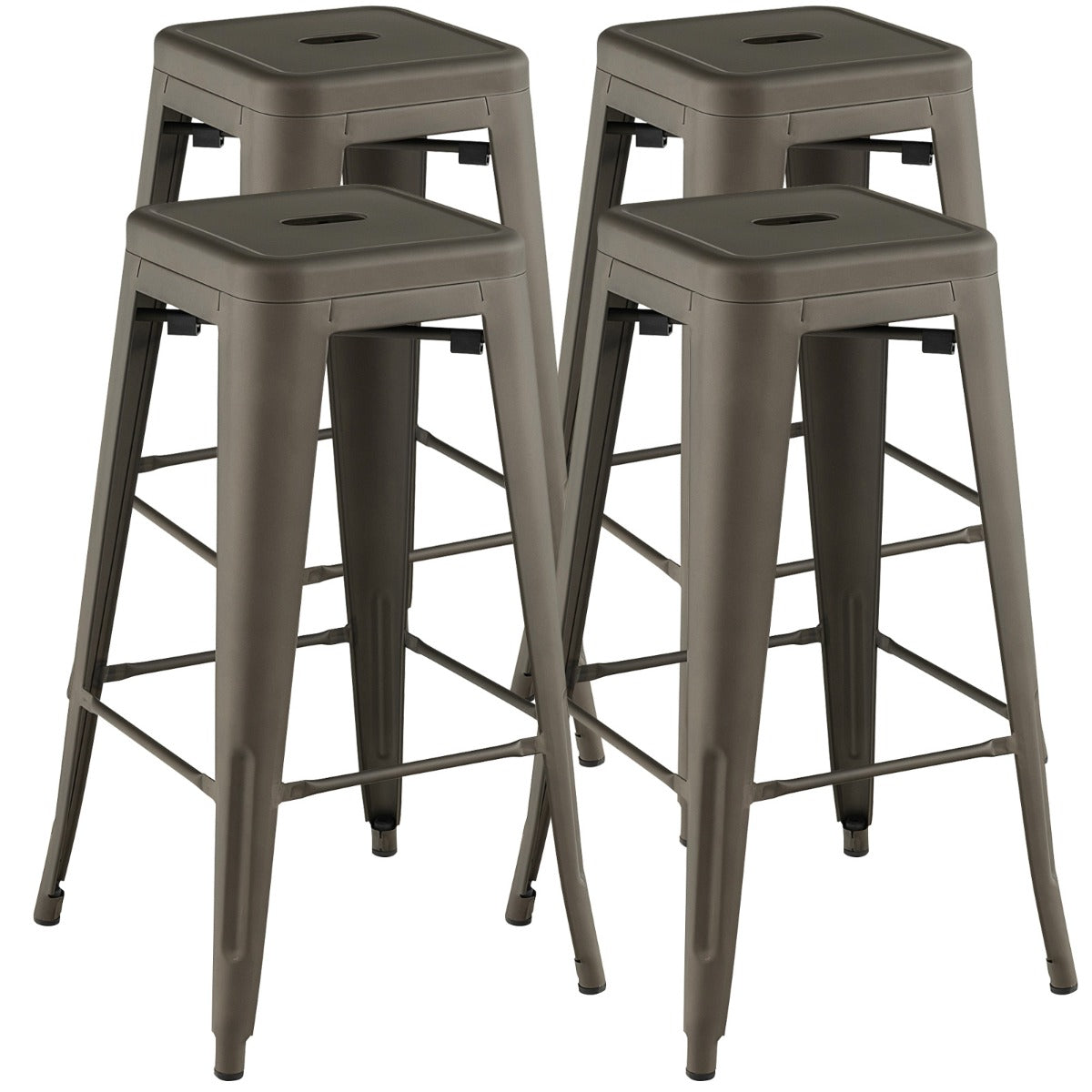 Set – med barstolar fotstöd, sitthöjd cm, lastkapacitet upp till kg, stapelbar motpall Gun – 4 76 150 – Grå-svart