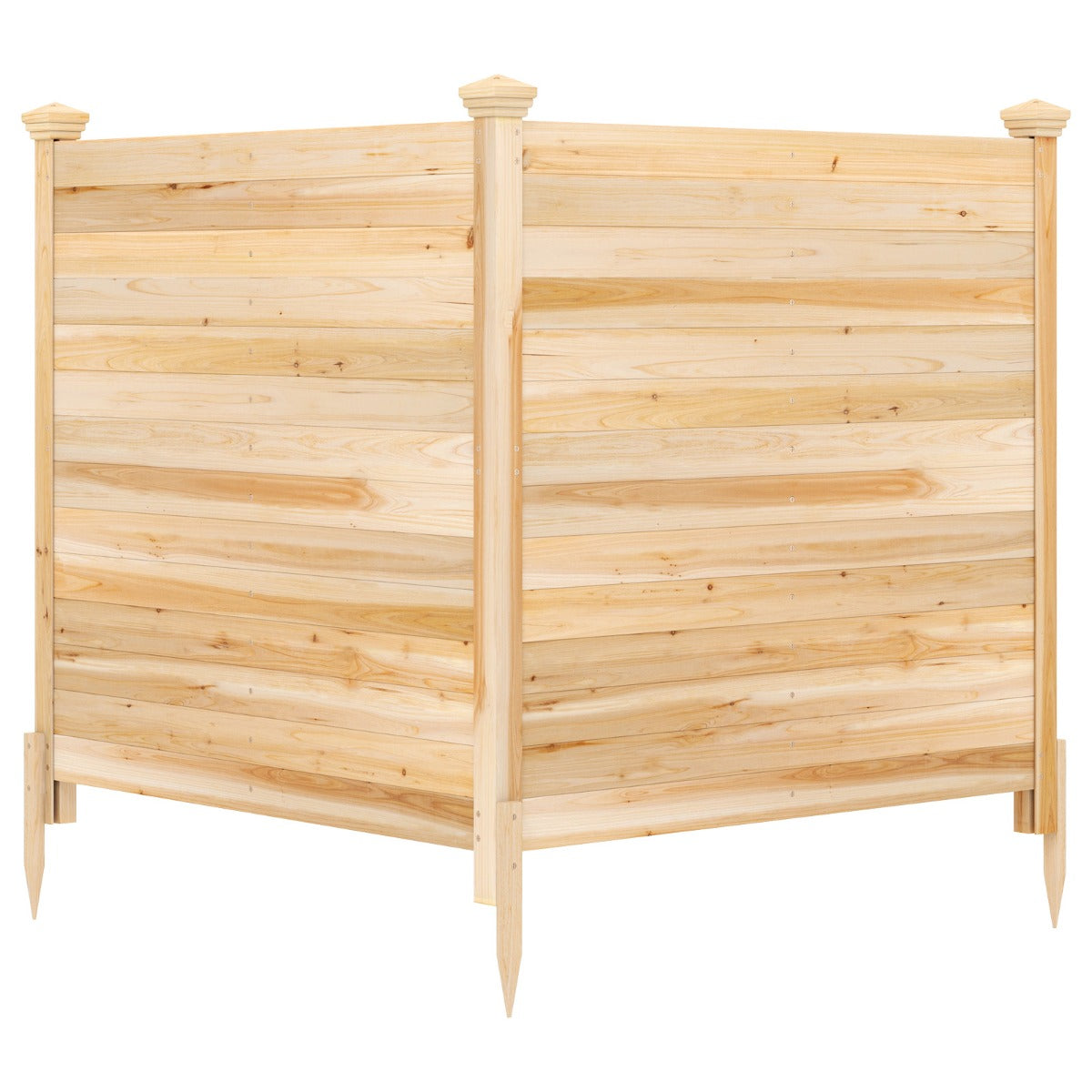 Tvådelad – skyddshäck trädgårdshäck av gran utomhus trähäck med tre stolpar naturfärg – 119 x 119 cm – Natur