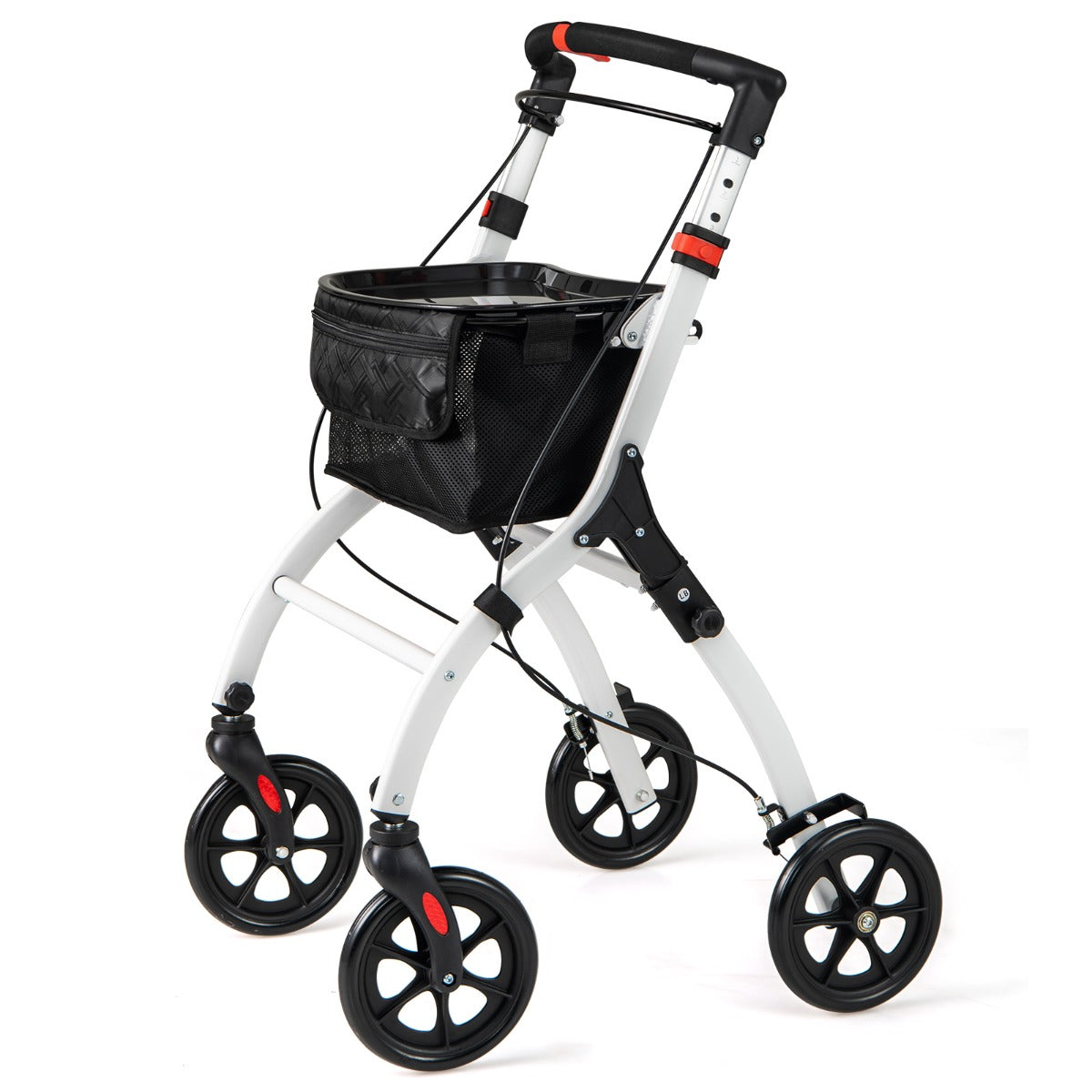 Smal – rollator med vägs höjdjusterbar och bricka hjul bromsar gånghjälp – 5 4 – Svart