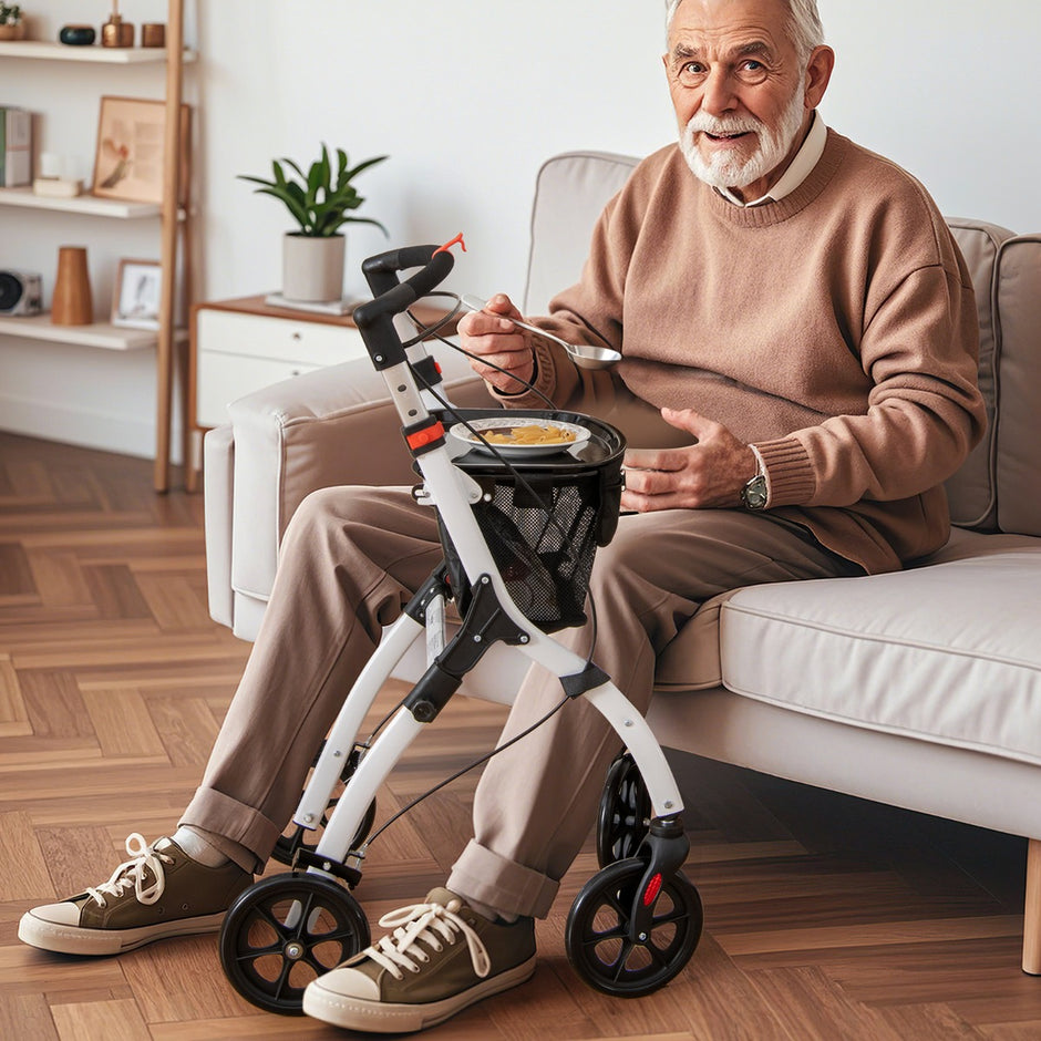 Smal – rollator med vägs höjdjusterbar och bricka hjul bromsar gånghjälp – 5 4 – Svart