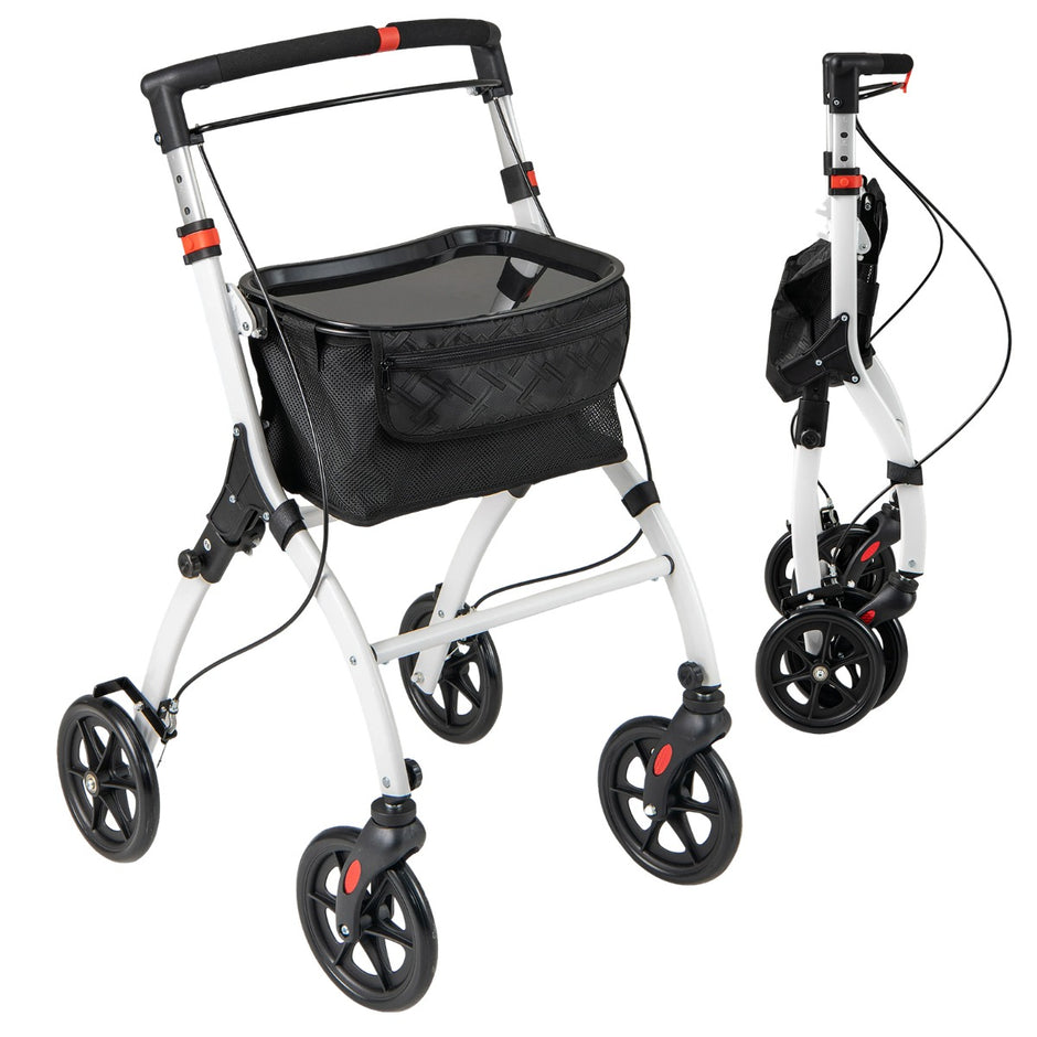 Smal – rollator med vägs höjdjusterbar och bricka hjul bromsar gånghjälp – 5 4 – Svart