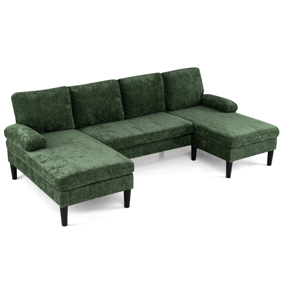 U – formad soffa för personer, Cloud med kordtyg, modern – 5-6 – Grön