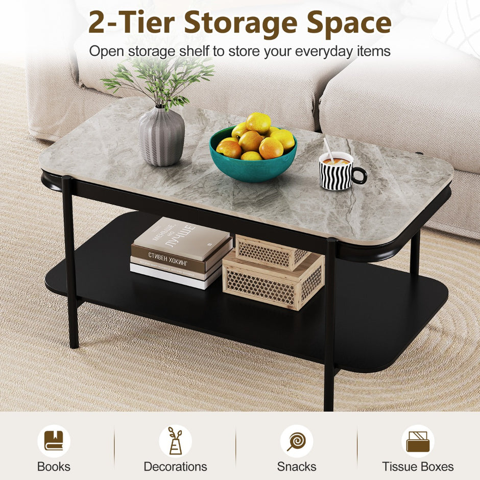 Rektangulär – soffbord Modern Cocktailbord Kaffebord Accentbord – Grå