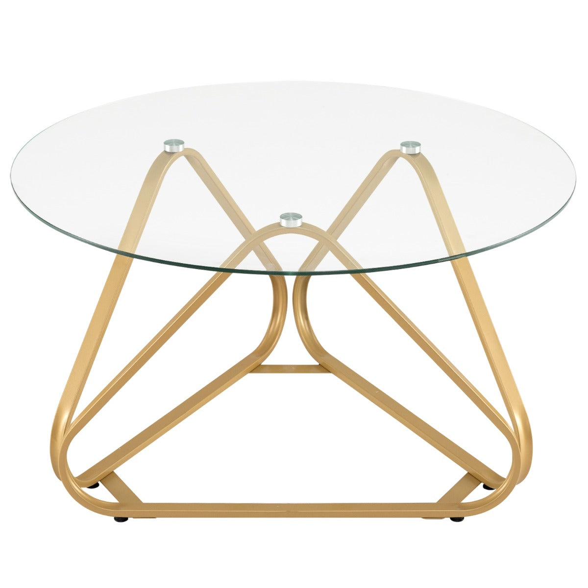 Runt – soffbord med härdat glas och metallram Modernt Sidobord Gyllene – Guld