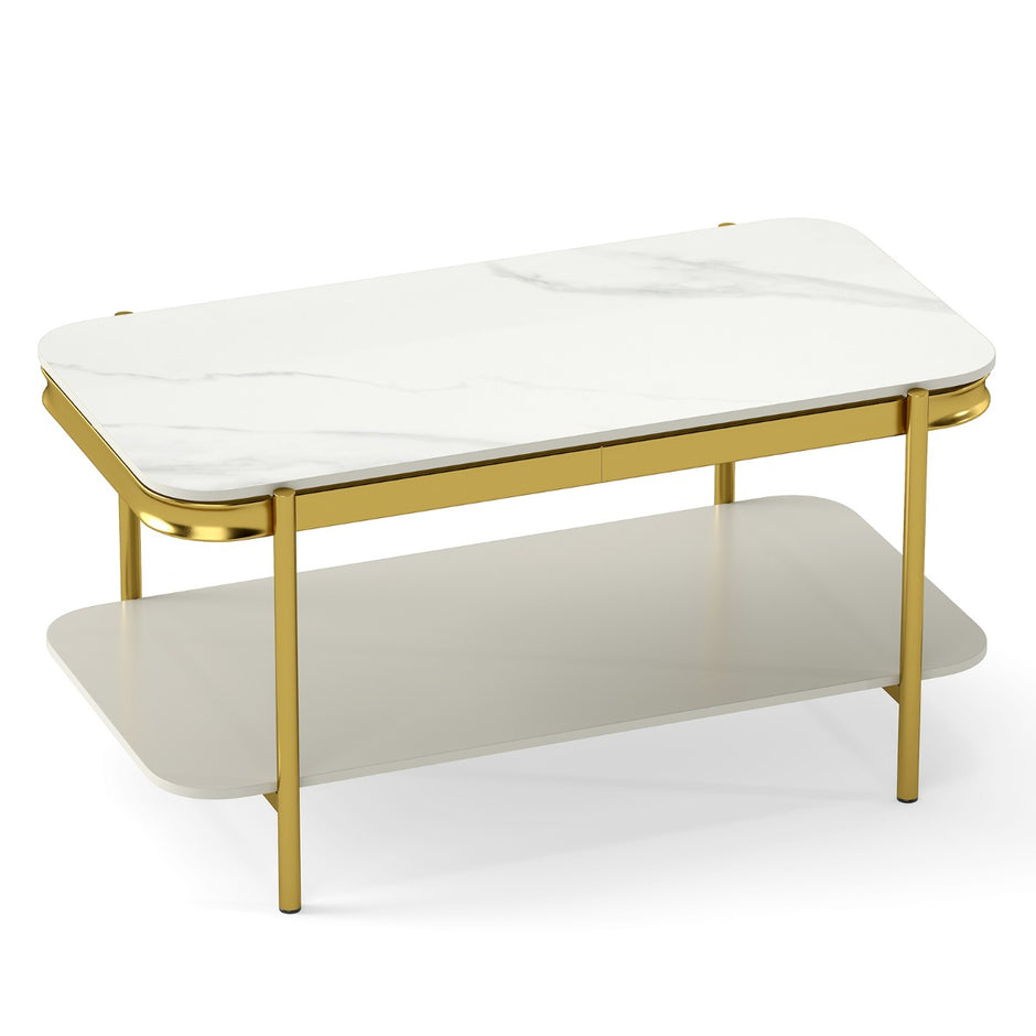 Rektangulär – soffbord Modern cocktailbord kaffebord akcentbord – Vit