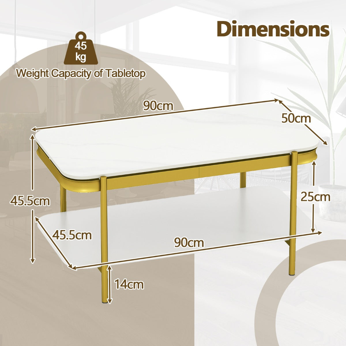 Rektangulär – soffbord Modern cocktailbord kaffebord akcentbord – Vit