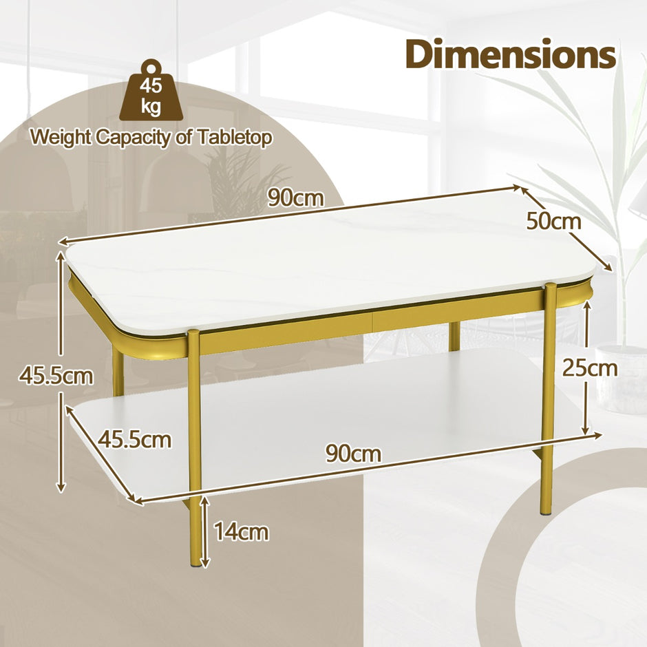 Rektangulär – soffbord Modern cocktailbord kaffebord akcentbord – Vit